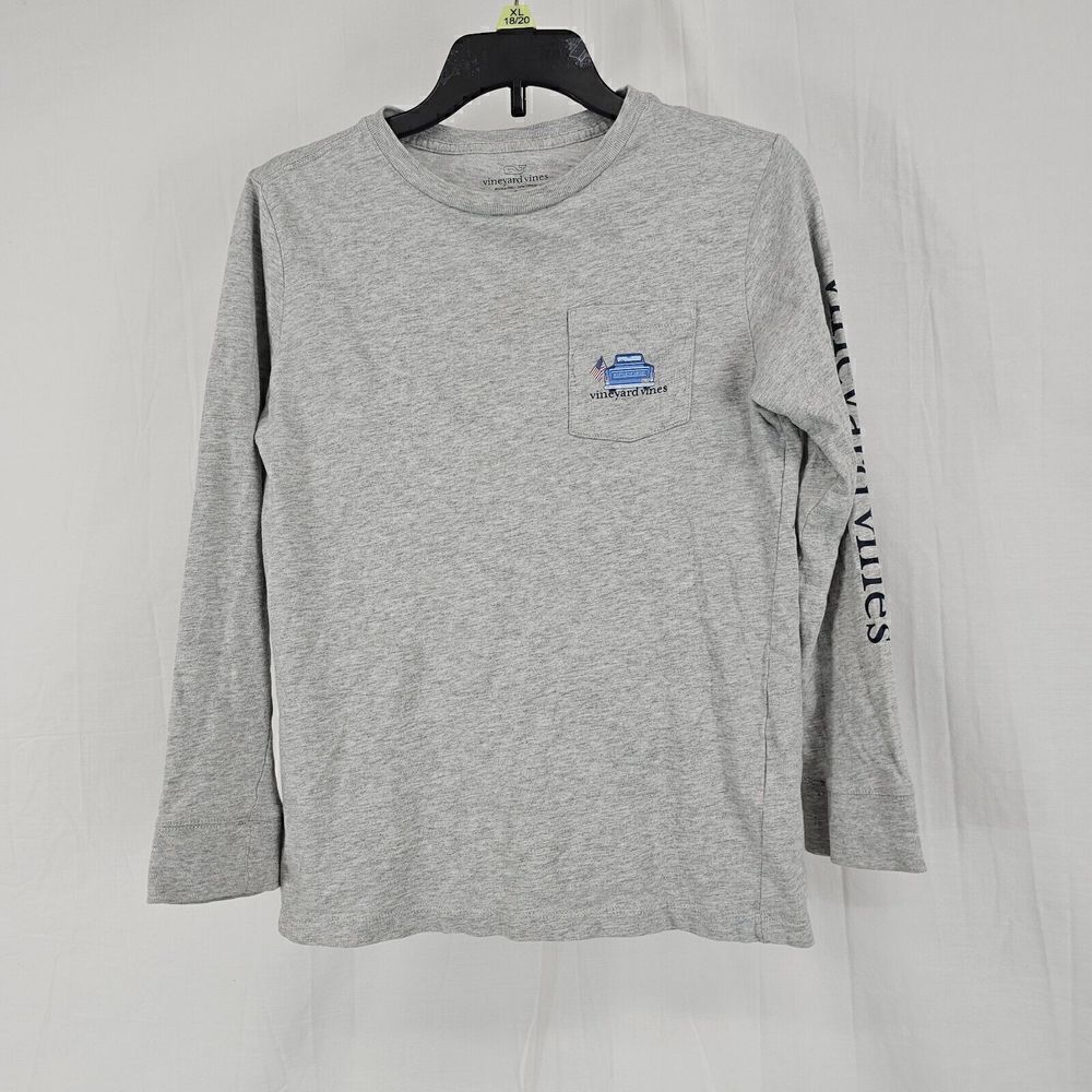 Vineyard Vines Patriotic Gray Long Sleeve T Shirt Size Small (8-10)